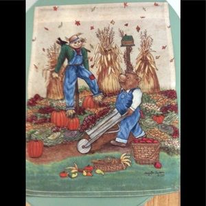 Scarecrow & Bear in Field 🎃 Fall  🍂 MiniFlag